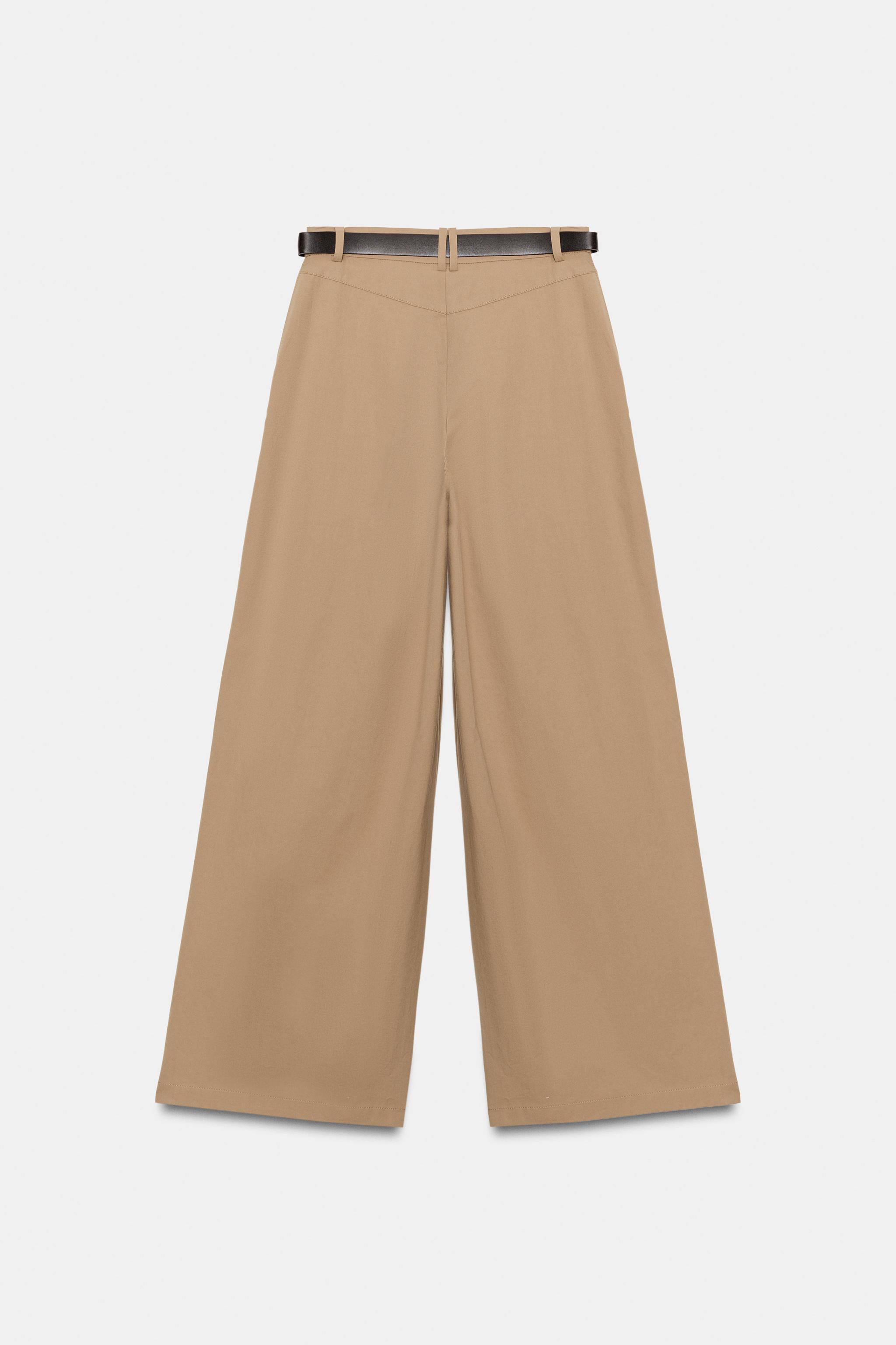 WIDE LEG BELTED PANTS